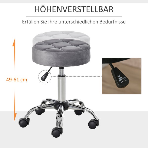 HOMCOM Salonstuhl, Ø42 x 49-61H cm, Polyester, Grau