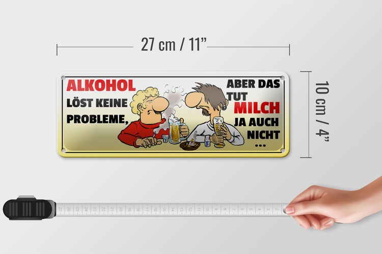 Blechschild Spruch 27x10cm löst keine Probleme Dekoration