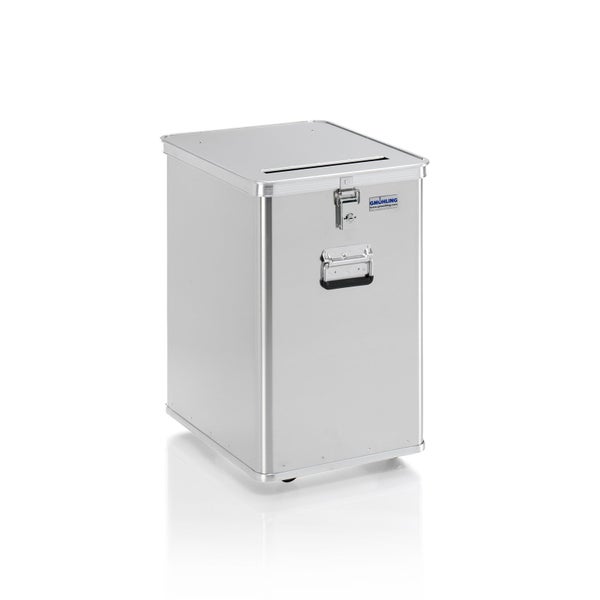 Aluminiumbehälter mit Einwurfschlitz und Rollen