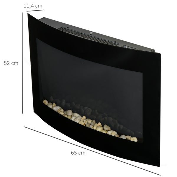 HOMCOM Elektrokamin, 2 Leistungsstufen, einstellbar, 900/1800 W, LED, 65 x 11,4 x 52 cm, Edelstahl, Schwarz