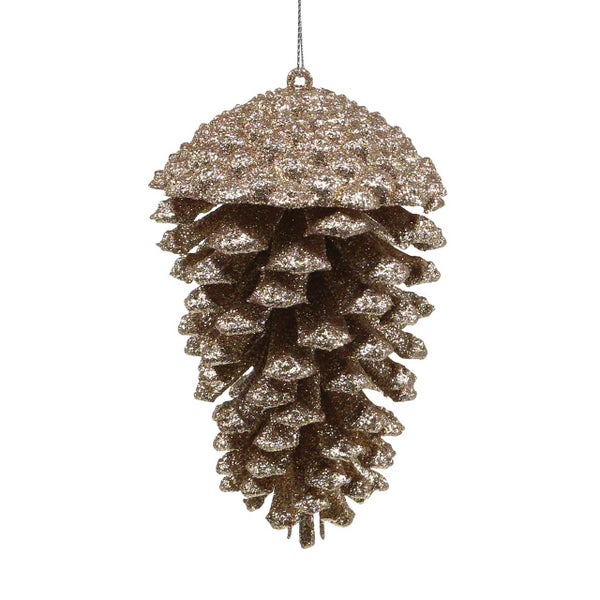 Dekorative glitzernde Tannenzapfen-Hängefigur als Christbaumschmuck