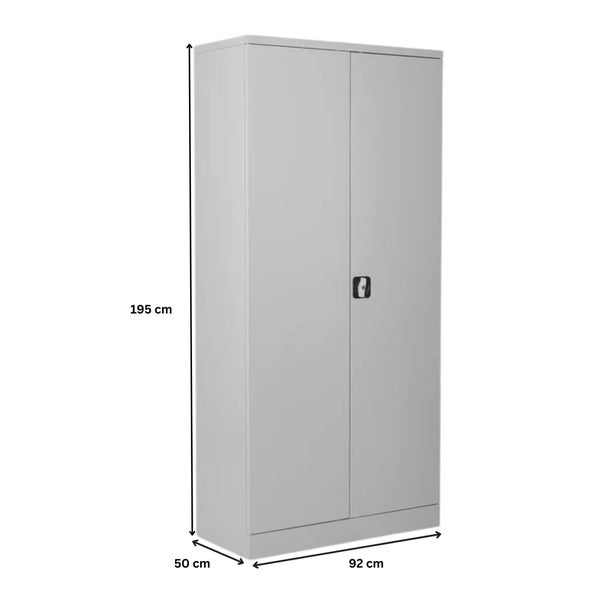 PROREGAL Stahlschrank Bee 10 Fachböden HxBxT 195 x 92 x 50 cm Pulverbeschichtetes & Verstärktes Fachbodenmaterial Grau & Grau