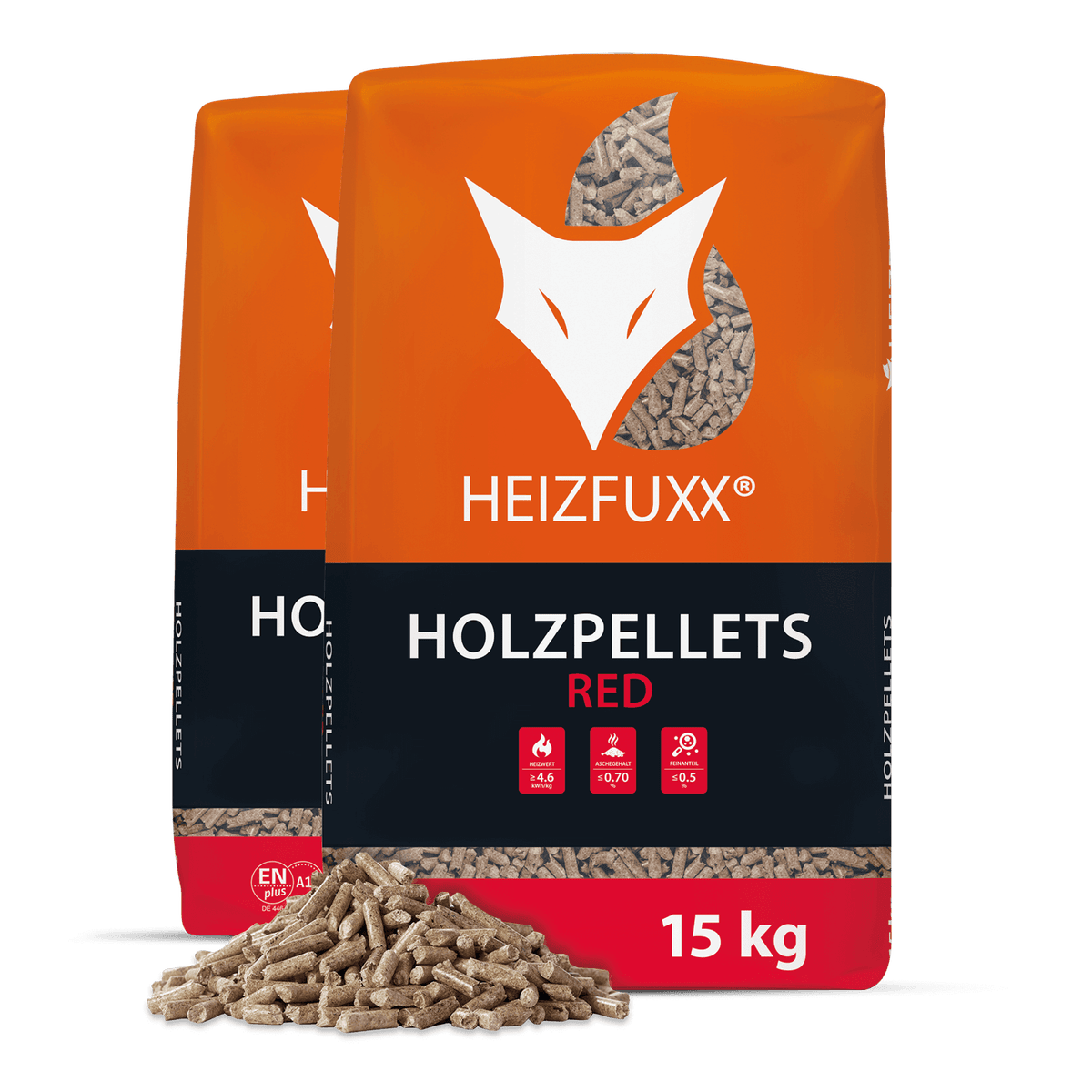 Heizfuxx Holzpellets Red 15kg x 2 Sack 30kg Hartholzpellets Buchenpellets Holzpellets Buche Buchenholz Pellets