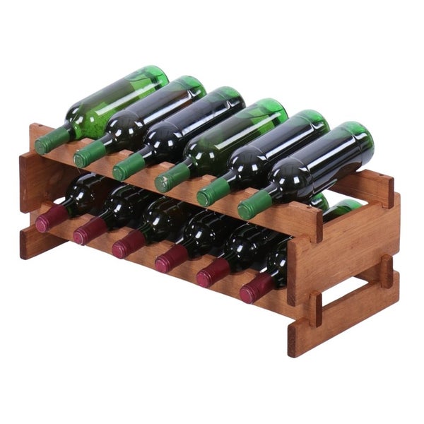Weinregal VINOTECA FLEX PRO HxBxT 23x65x28cm 12 Flaschen auf 2 Ebenen Massives Kiefernholz Braun geölt