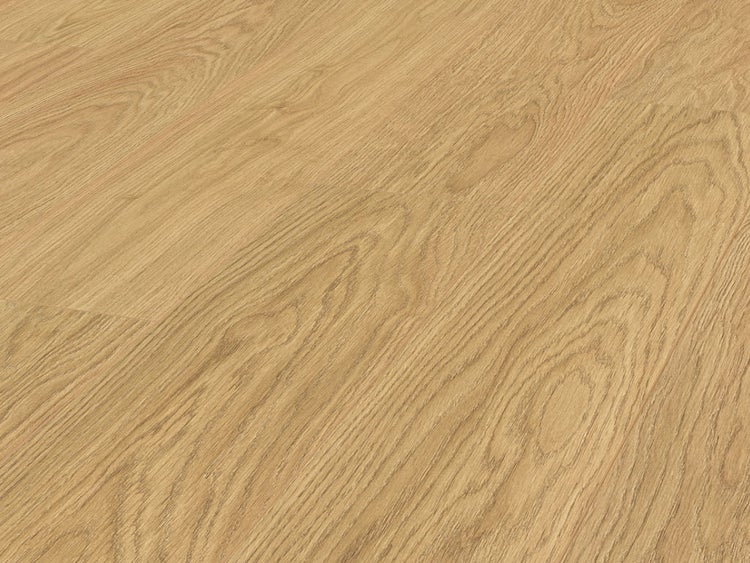 Laminatboden in Eichenoptik mit lebhafter Holzmaserung als Bodenbelag für Innenräume