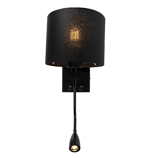 Moderne Wandleuchte schwarz mit schwarzem Schirm - Brescia