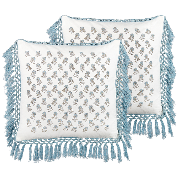 Dekokissen 2er Set PALLIDA Baumwolle 45 x 45 cm Blau Blumenmuster