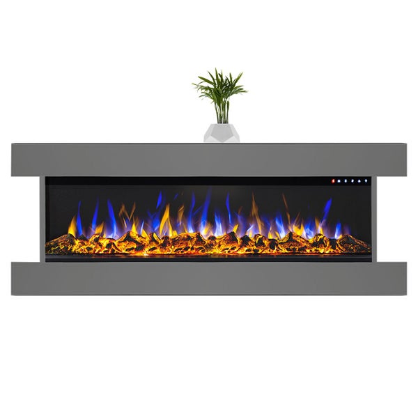 Glow Fire Elektrokamin 'Clear 36' | Multicolor LED Wandkamin mit Heizung in grau (1600 W) | HxBxT: 52,5x117,7x22,3 cm