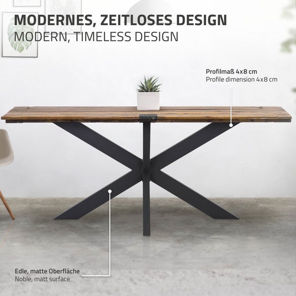 ML-Design Tischgestell Spider 78x71x120 cm, Schwarz, Kreuzgestell Kreuz X-Design Tischfüße Möbelfüße, Schwerlast Tischkufen Stahl, Metall Tischbeine, DIY Esstisch, Industriedesign, einfache Montage