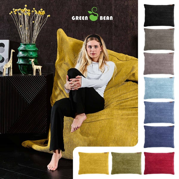 Green Bean XXL Sitzsack aus Cordstoff 370 Liter EPS-Perlen Füllung - Kuschelig Weich Robust & Waschbarem-Stoff Bodenkissen Liegekissen Sitzkissen - Gelb