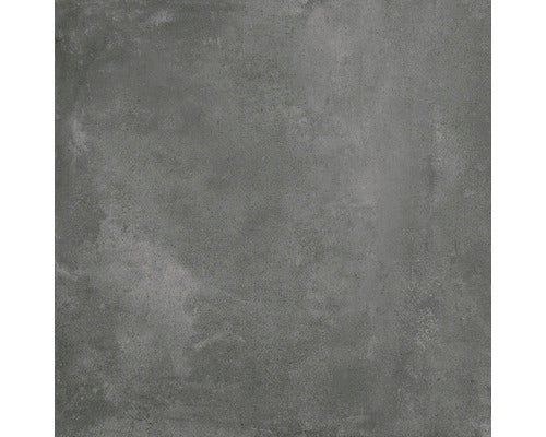 Modernes Badezimmer mit grauen und hellen Fliesen, Waschbecken und Holzablage