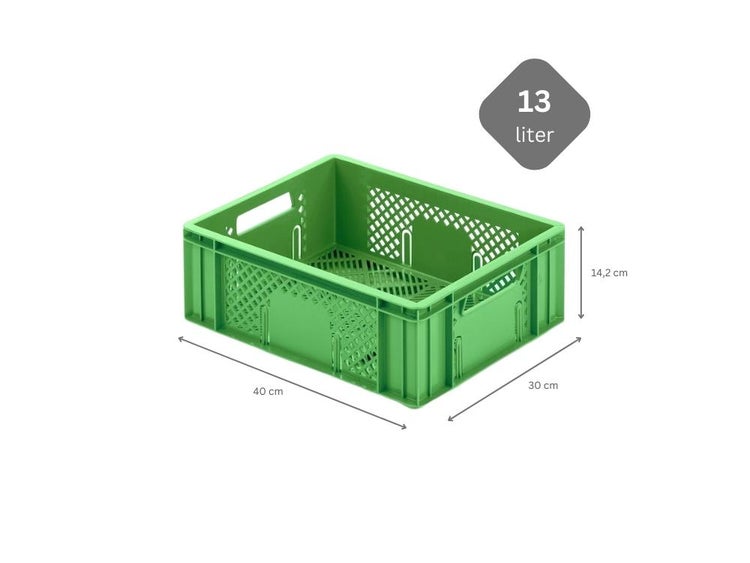PROREGAL SparSet 10 x Eurobehälter Obst- und Gemüsekasten HxBxT 14,2 x 30 x 40 cm 13 Liter Grün Obst-Gemüsekiste Obstkorb Transportbox
