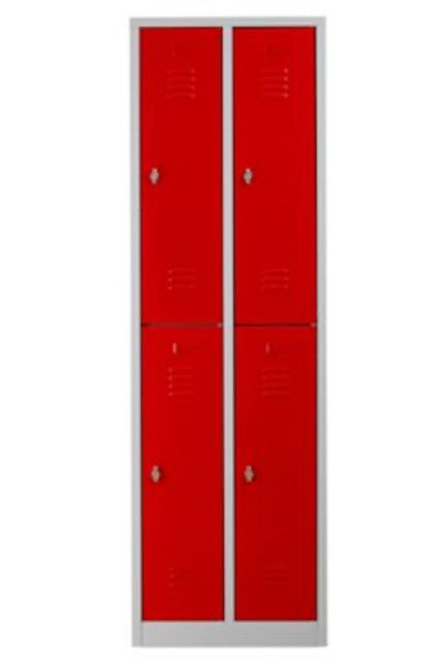 PROREGAL Garderobenspind Camel 4-Fächer HxBxT 195 x 60 x 50 cm Vorhängeschloss Grau-Rot