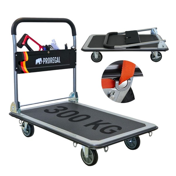 MSW Motor Technics MSW-PW-300 Plattformwagen – Klappbar, Rollwagen, 300 Kg Tragkraft, Transportwagen, Schwarz