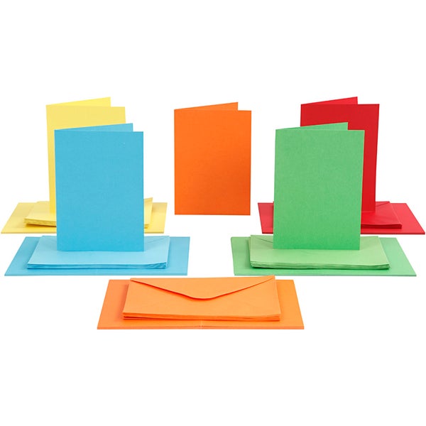Creativ Company  Karten & Kuverts, Kartengröße 10,5x15 cm, Umschlaggröße 11,5x16,5 cm, 110+220 g, Sortierte Farben, 50 Set