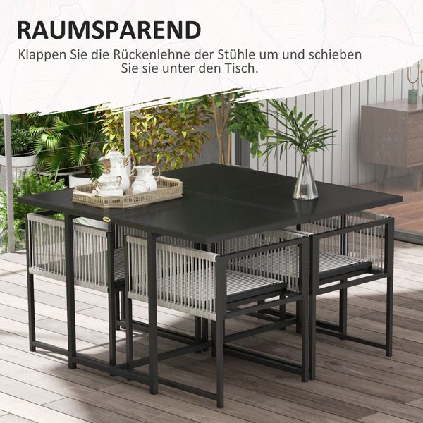 Outsunny 5tlg. Gartenmöbel-Set, Gartenset mit 4