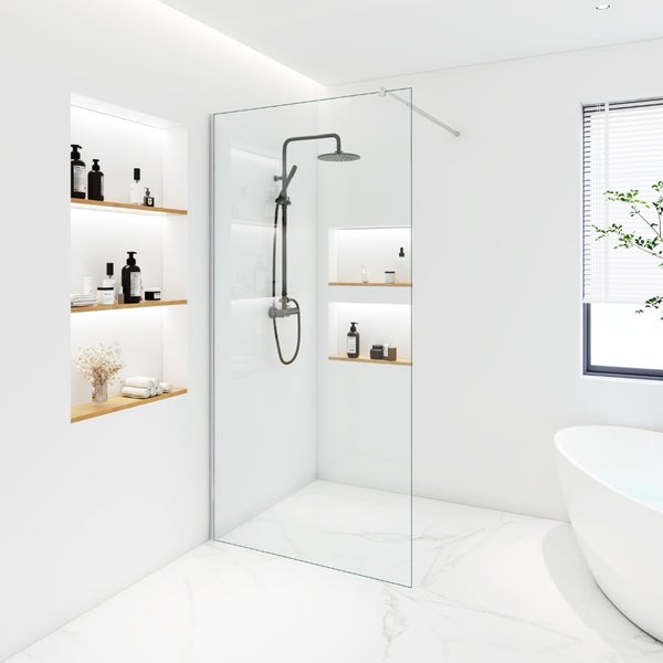 Home Deluxe - Duschabtrennung - BAKI - Breite: 120 cm, Klarglas, Aluminiumrahmen - 10 mm ESG - Sicherheitsglas I Walk in Dusche, Duschwand, Duschtür