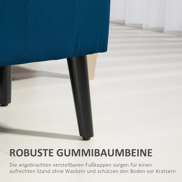 HOMCOM Sitzbank Polsterbank mit Stauraum Bettbank mit Armlehne für Flur Schlafzimmer samtartiges Polyester 111,5 x 41 x 65 cm Blau