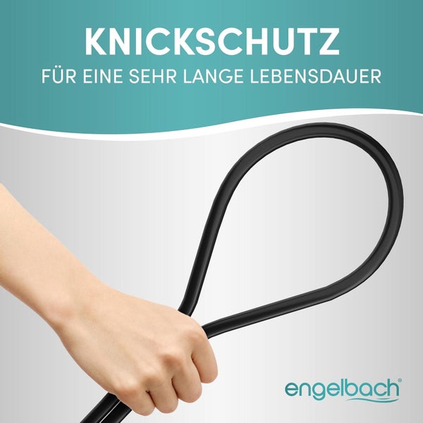 ENGELBACH Brauseschlauch  1,25m x ½” - Kunststoff - Doppelter Verdrehschutz- Schwarz