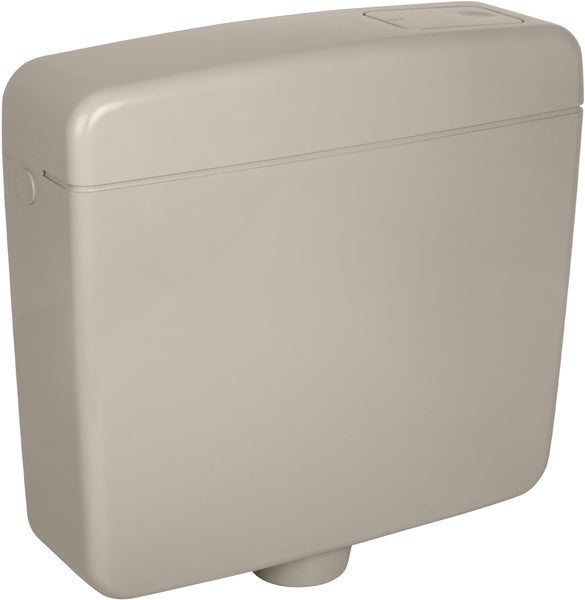 Calmwaters® Spülkasten Grau mit Spül-Stopp-Funktion, 6-9 Liter Spülmenge, Aufputzspülkasten WC schmal, flacher Spülkasten Elements, Aufputz-Montage, Start-Stopp-Taste, Manhattan-Grau, 29HB2717