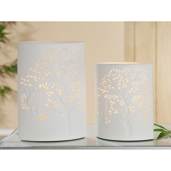 Tischleuchte GILDE Lampe Höhe 20 cm weiß Porzellan
