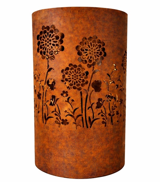 Dekorative Rost-Gartenlaterne mit Blumenmuster