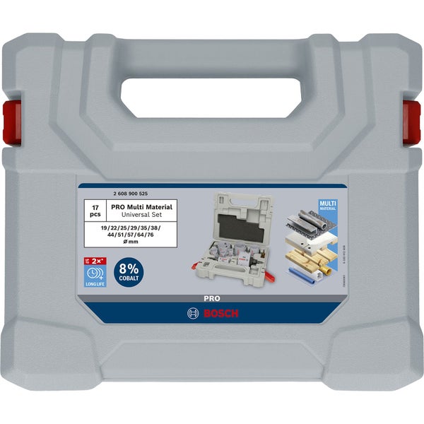 Bosch Pro Multi Material Universalsatz mit 17 Teilen in einer grauen Box
