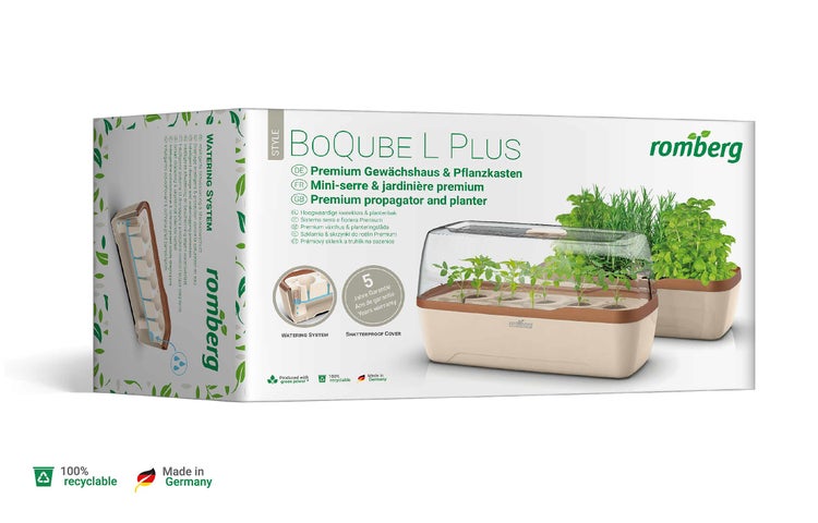 Romberg BoQube L Plus Gewächshaus & Pflanzkasten System - Anzuchtgewächsaus 2-in-1 System für Pflanzenanzucht