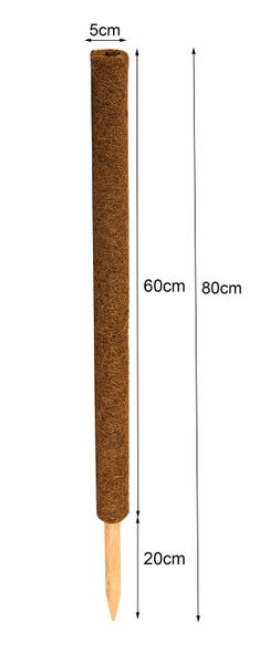 BigDean 2er Set Pflanzstäbe Kokos 80 cm - Monstera Rankhilfe Rankstäbe Stab Moosstäbe Pflanzenstäbe Kokosstäbe für Pflanzen - aus natürlicher Kokosfaser - verlängerbar