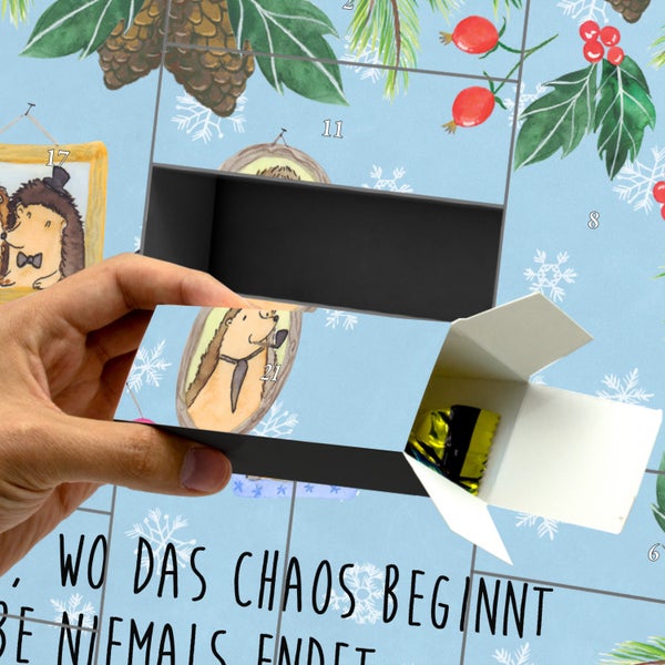 Mr. & Mrs. Panda Befüllbarer Adventskalender Igel Familie - Blau Pastell