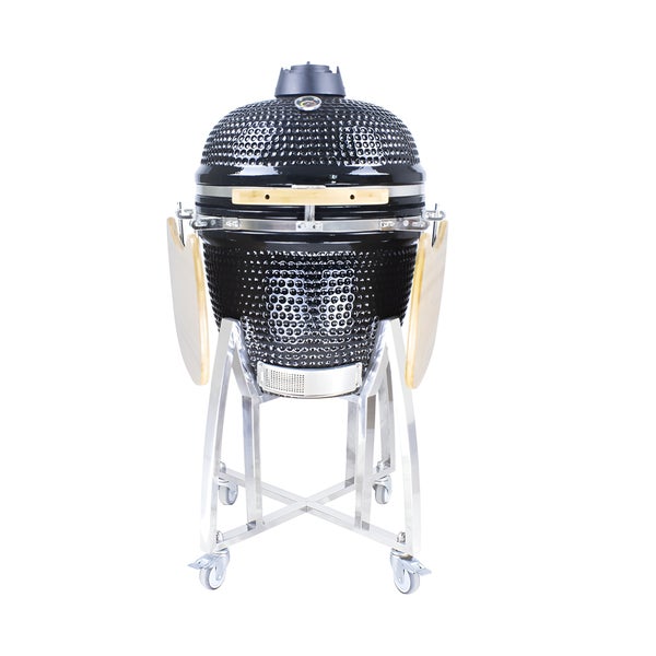 Keramikgrill auf Rollen mit Ablageflächen