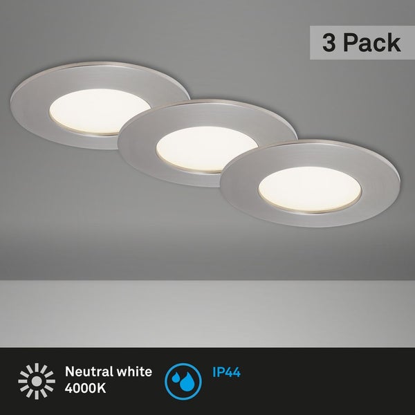 LED Einbauleuchte 3er Set 4000K 600lm 4,8W silber Kunststoff Ø8,5cm Briloner