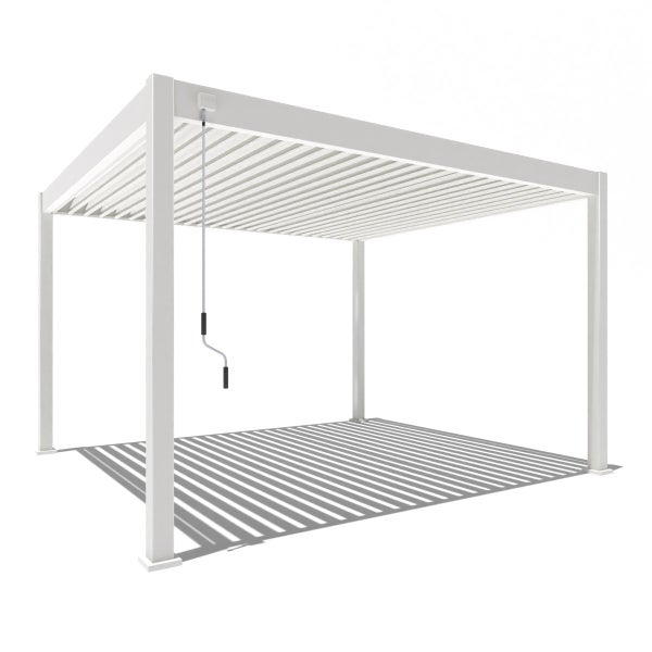 Weide Deluxe Pergola 3,6 x 4 M - Freistehend, Voll-Aluminium, Lamellendach, Weiß