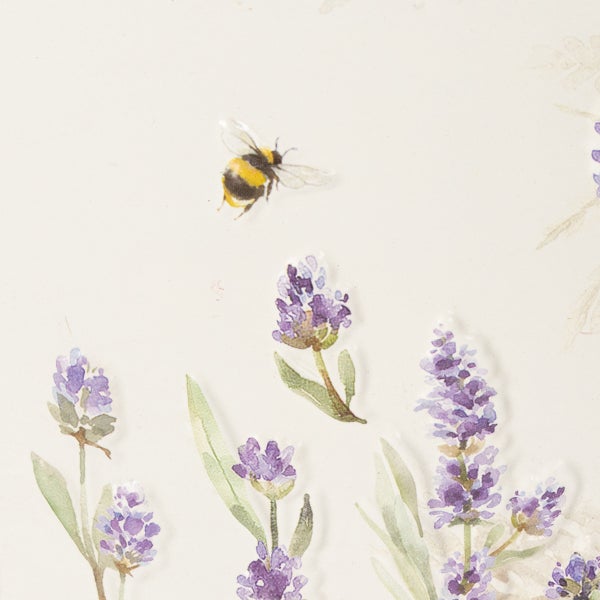 Illustration von Lavendelblüten und einer Hummel