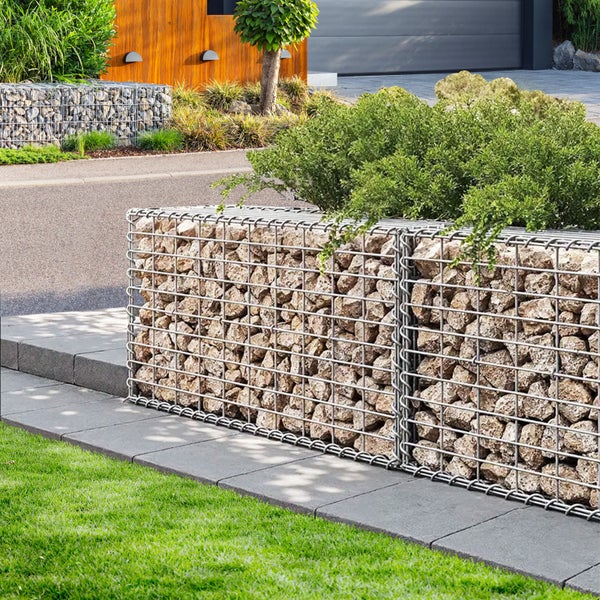 FLOORDIREKT Gabionenkorb Lenox -Steinkorb Zaun Sichtschutz Verzinkt 100 x 50 x 50 cm
