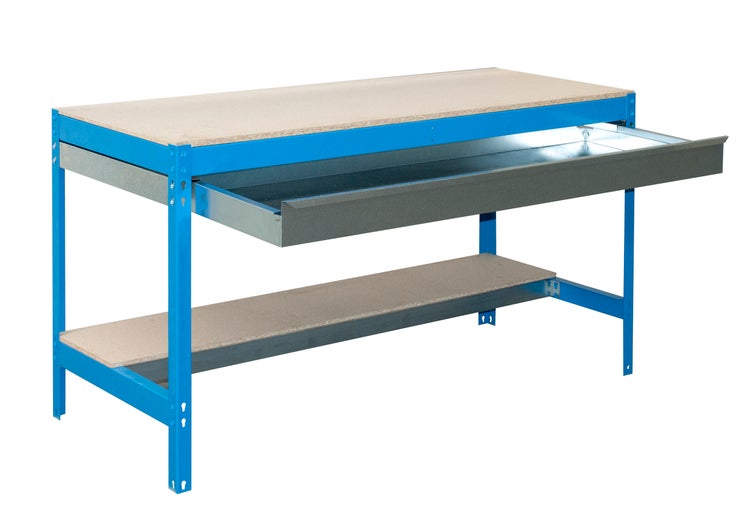 PROREGAL Werkbank Buffalo mit Schubfach HxBxT 84 x 90 x 61 cm Traglast 400 kg Blau