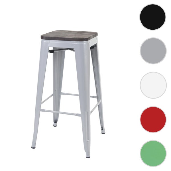 Barhocker aus Metall mit Holzplatte