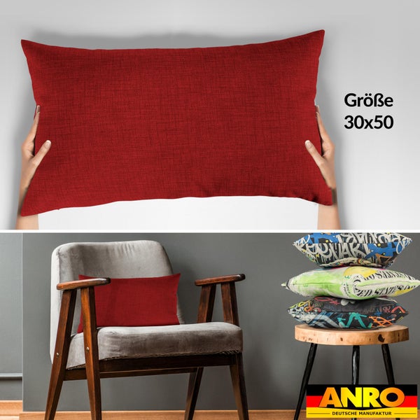 Kissenhülle Rot 30x50cm ohne Füllung Leinenoptik