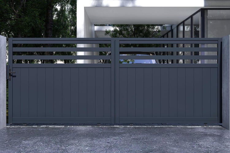 Doppeltor aus Aluminium für die Grundstückseinfahrt