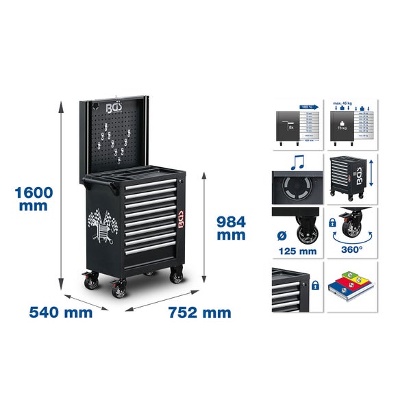 BGS Werkstattwagen 8 Schubladen leer - 4108