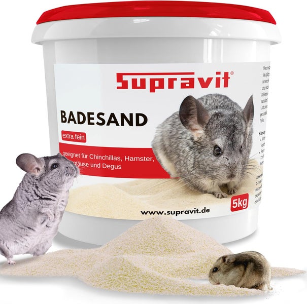 Supravit Badesand, geeignet für Chinchillas, Hamster, Mäuse und Degus, 5 Kilogramm
