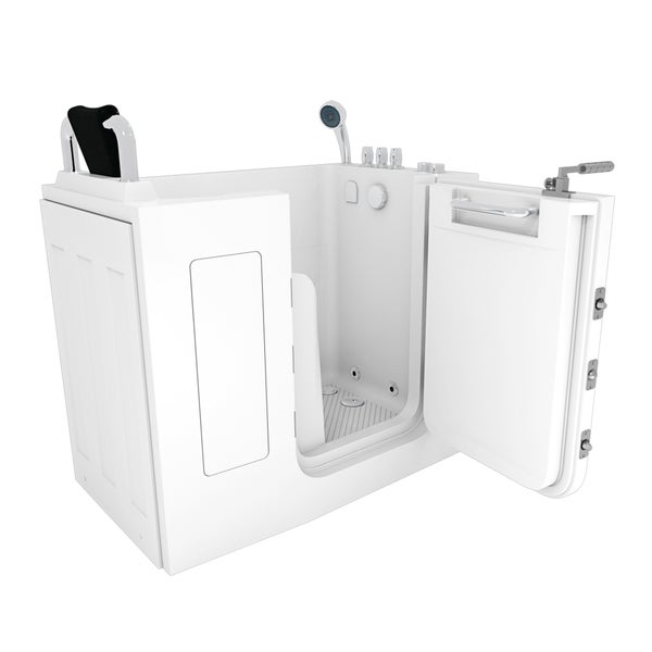 Begehbare Badewanne mit Tür und Duschkopf