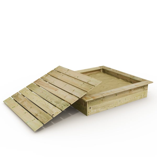 WICKEY King Kong 145 x 145 cm Sandkasten mit Deckel Sandkiste mit Sitzbank Garten Kinder Buddelkiste
