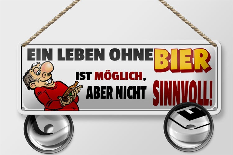 Blechschild Spruch 27x10cm Ein Leben ohne Bier Dekoration
