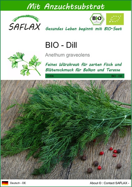 SAFLAX  - BIO - Dill - Anethum graveolens - 700 Samen - Mit keimfreiem Anzuchtsubstrat