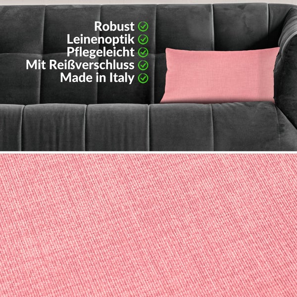 Kissenhülle Leinenoptik 30x50cm mit Füllung Pink