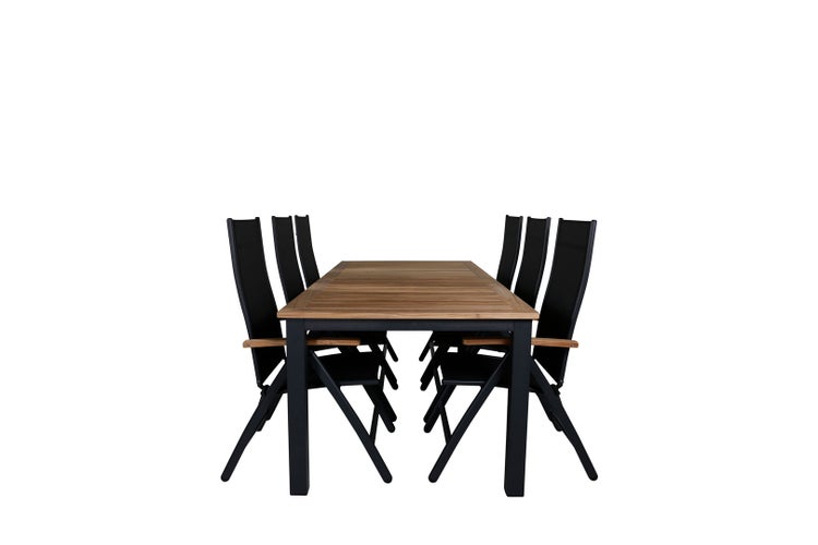 Panama Gartenset Tisch 100x224/324cm und 6 Stühle Panama schwarz, natur. 100 X 224 X 74 cm
