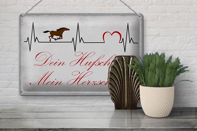 Blechschild Spruch 30x20cm Pferd dein Hufschlag Herzschlag