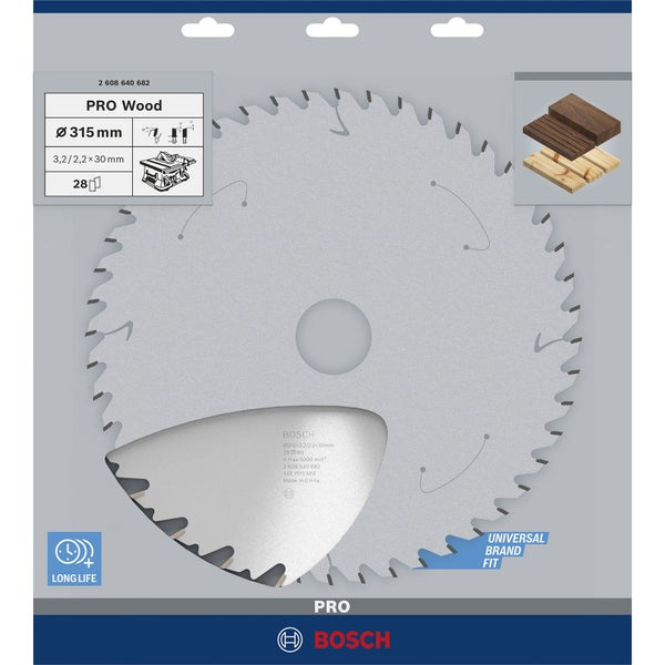 Bosch PRO Wood Kreissägeblatt 315 x 3,2 x 30 mm - 2608640682