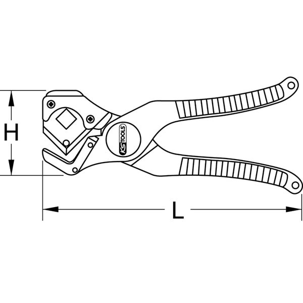 KS Tools Schlauch- und Rohrabschneider Modell 222.2060 beim Schneiden eines Gewebeschlauchs